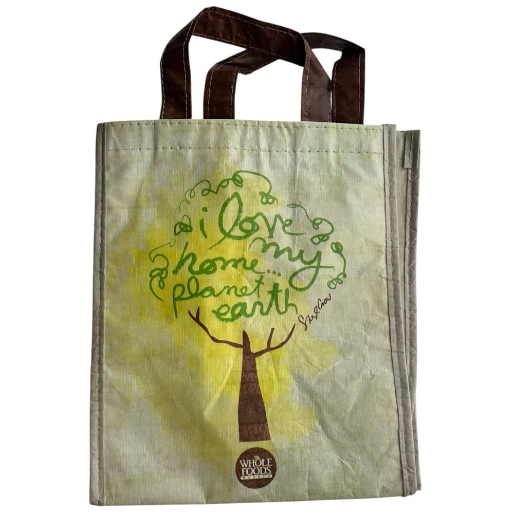 Whole Foods Recycled Reusable Bag I Love My Home..Planet Earth by Sheryl Crow